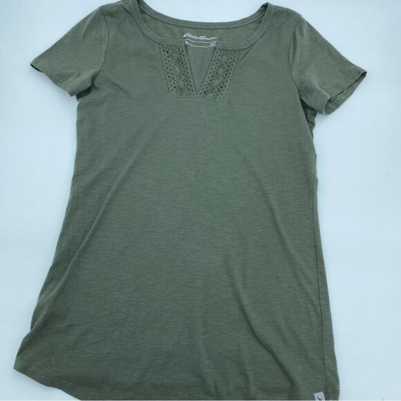Eddie Bauer Women’s Top Long Cotton Outdoor Hiking Gorpcore Green Small - Picture 1 of 7